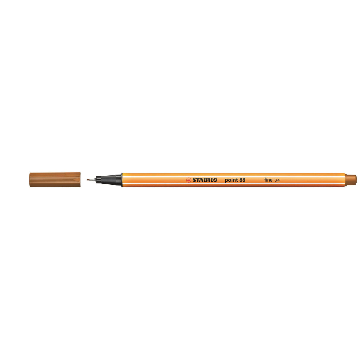 Pack of 10 Stabilo Point 88 Fineliners in Dark Ochre, featuring a fine 0.4mm tip for precise writing and art.