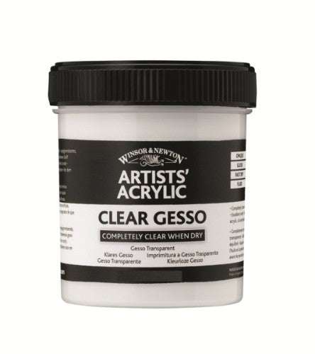 Clear acrylic gesso from Winsor & Newton, 225ml, provides a flexible ground for artists' paintings.