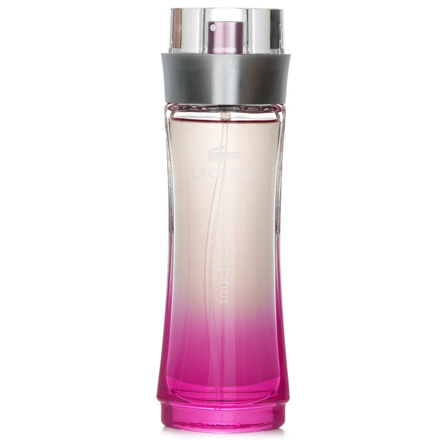 Lacoste Touch Of Pink Eau De Toilette Spray in 90ml, a chic fragrance for women with notes of blood orange, jasmine, and vanilla.