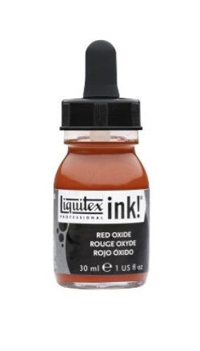 Liquitex Acrylic Inks 30ml in Red Oxide, featuring fluid consistency and vibrant, muted hues for versatile artistic applications.