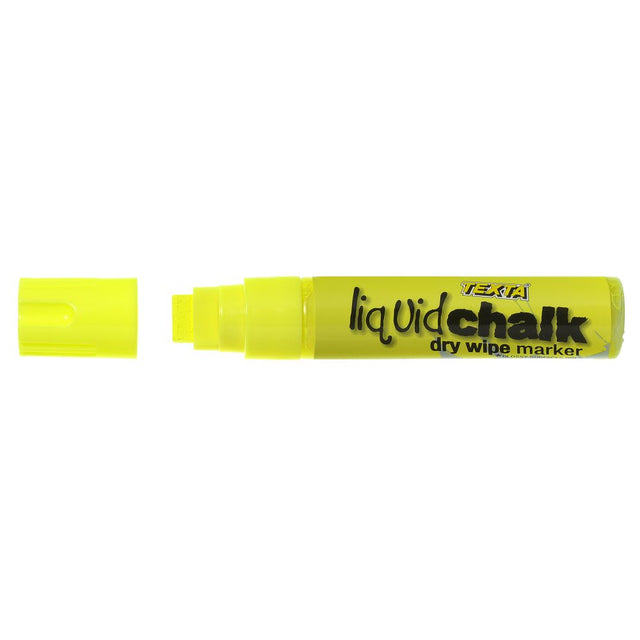 Vibrant yellow Texta Liquid Chalk Marker for temporary signage, crafts, and decorations, safe and easy to erase.