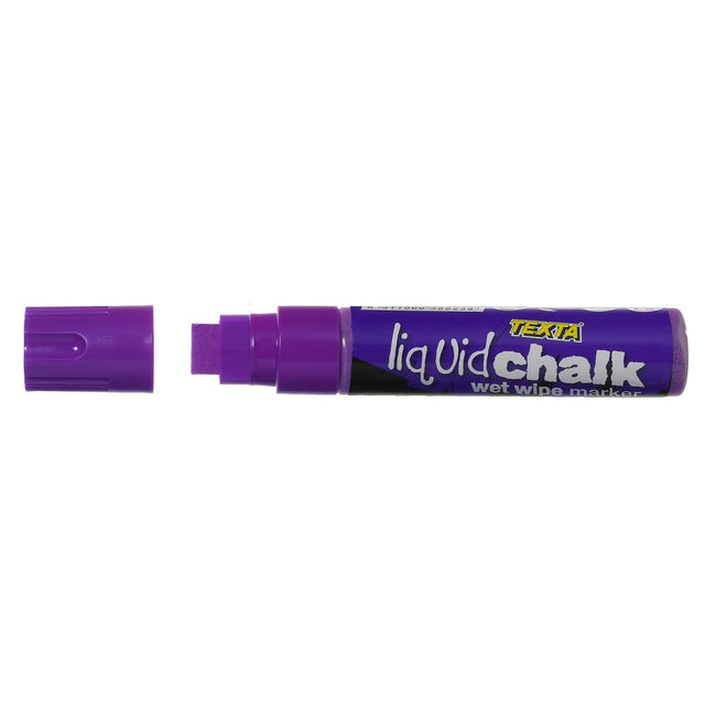 Purple Texta Liquid Chalk Marker, perfect for creative designs on various surfaces, easily wiped off for mess-free fun.