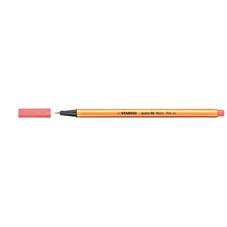 Set of 10 Stabilo Point 88 Neon Red Fineliners for precise, vibrant writing and crafting, featuring durable metal tips.