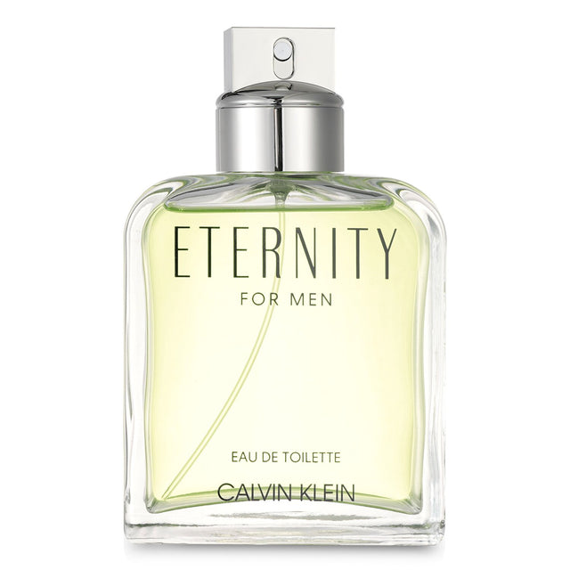 Calvin Klein Eternity Eau De Toilette Spray 200ml for men features fresh citrus and floral notes, embodying modern sophistication.