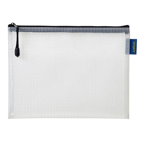 Clear mesh case A5 by Celco, featuring reinforced zips for secure storage and optimal visibility for quick access.