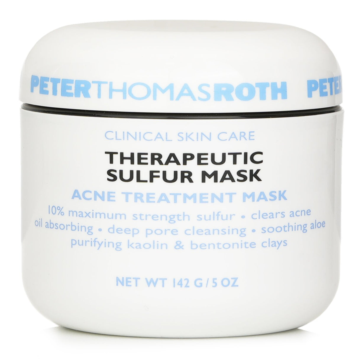 Peter Thomas Roth Therapeutic Sulfur Masque, a 149g acne treatment that exfoliates, cleanses, and clears blemishes for radiant skin.