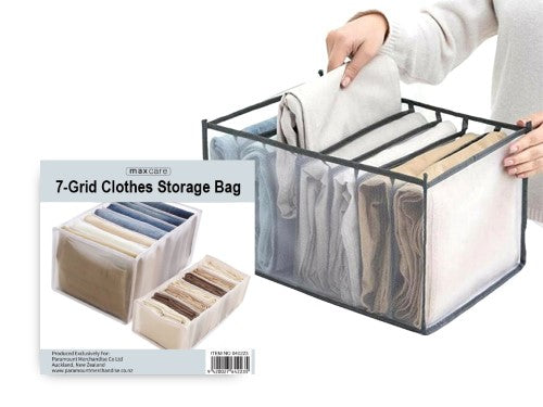 Maxcare 7-Grid Clothes Storage Bags, set of 24, ideal for organizing clothes and accessories in a compact design.