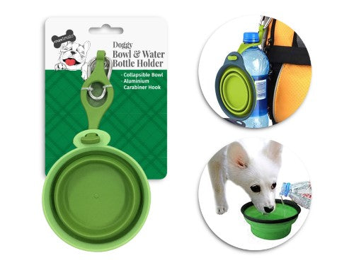 MaxTreat foldable pet travel cup with bottle holder, ideal for on-the-go hydration for dogs and cats, set of 48 units.