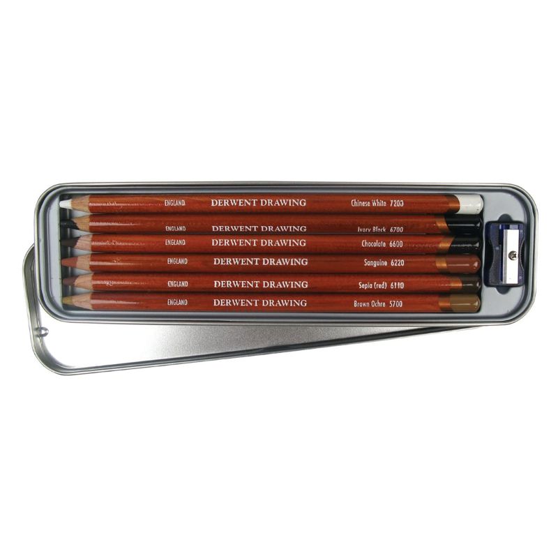 Derwent Drawing Pencils - Tin of 6