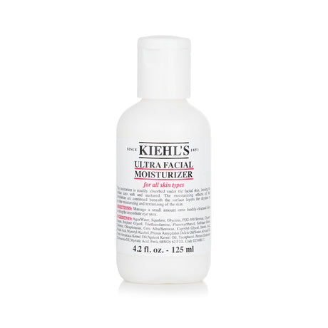Kiehl's Ultra Facial Moisturizer in a 125ml bottle, lightweight, hydrating lotion suitable for all skin types.