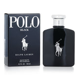 Ralph Lauren Polo Black Eau De Toilette Spray in a 125ml bottle, featuring notes of iced mango, silver armoise, and patchouli.