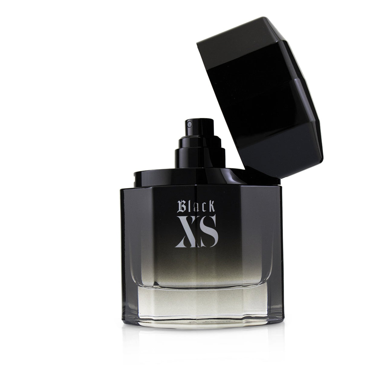 Paco Rabanne Black Xs Eau De Toilette bottle, a bold, seductive fragrance for men with citrus, praline, and warm woody notes.