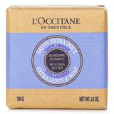 L'Occitane Lavender Shea Butter Soap bar, 100g, offers gentle cleansing and moisturizing for all skin types with a relaxing scent.