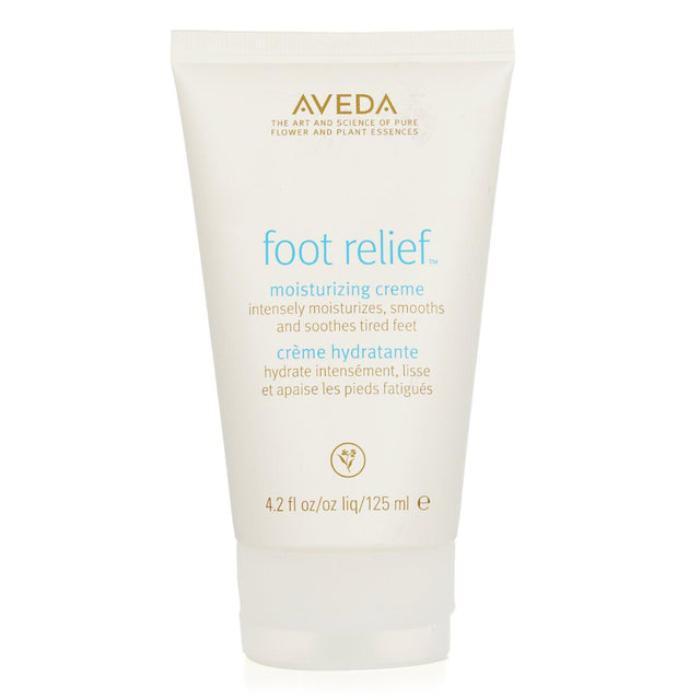 Aveda Foot Relief cream in a 125ml tube, designed to soothe tired feet with herbs and essential oils for ultimate comfort.