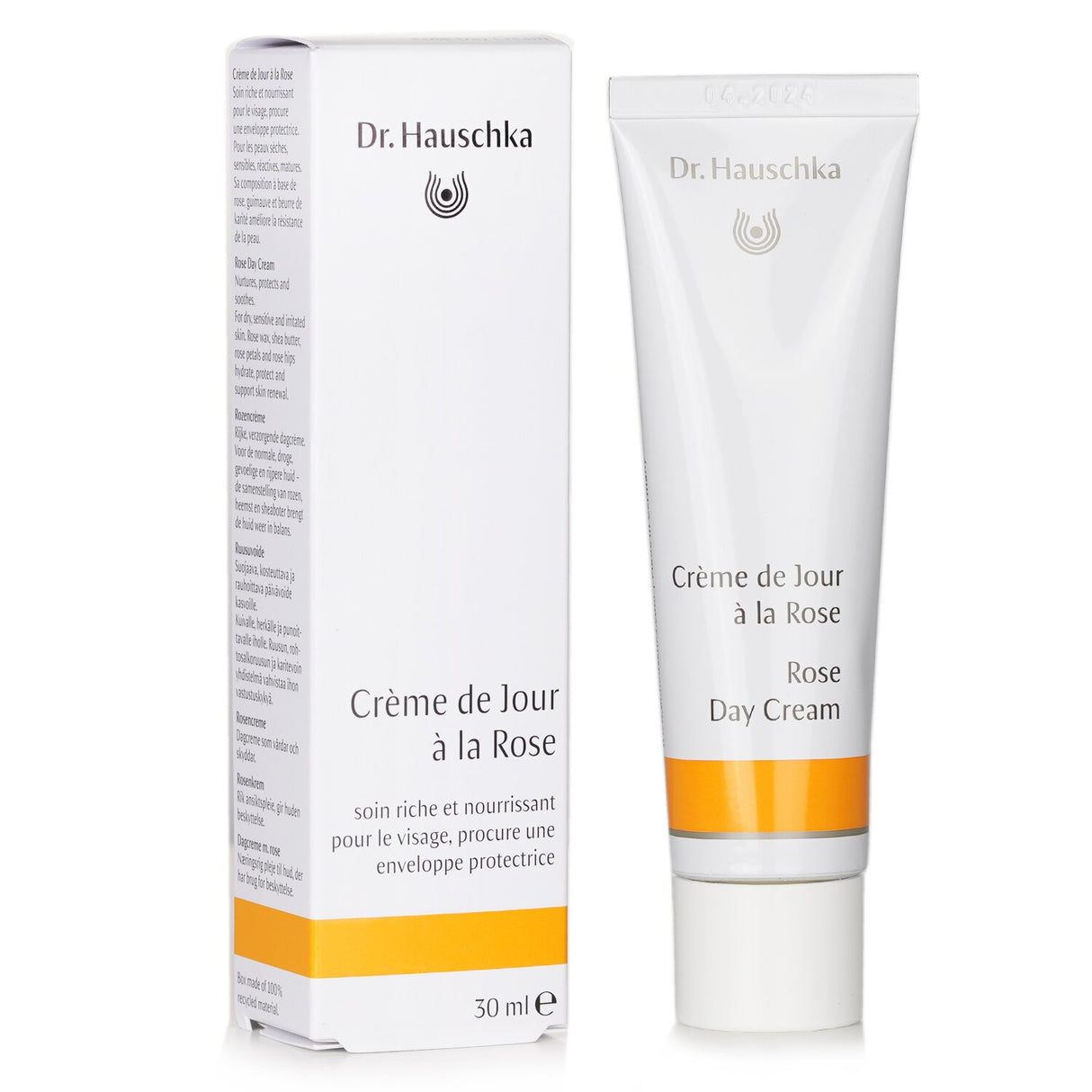 Dr. Hauschka Rose Day Cream in a 30g jar, designed for sensitive skin to provide hydration and a revitalized complexion.