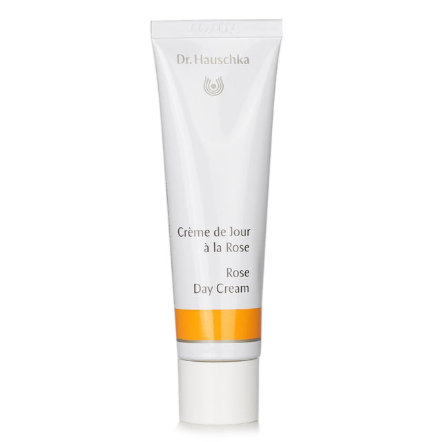 Dr. Hauschka Rose Day Cream in a 30g jar, a soothing moisturizer for sensitive skin that hydrates and strengthens.