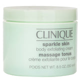 Clinique Sparkle Skin Exfoliating Cream in a 250ml jar, designed for radiant, smooth skin and effective pore cleansing.