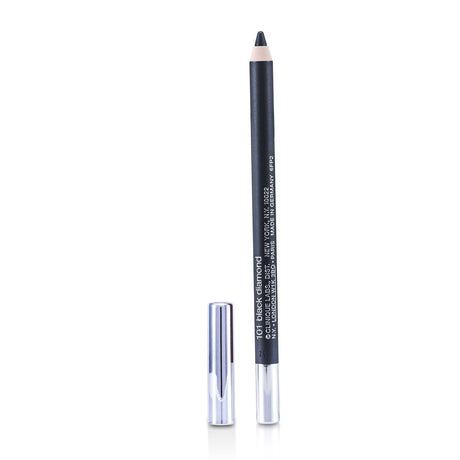 Creamy black eyeliner pencil with shimmer, non-smudging, water-resistant, perfect for long-lasting eye makeup.