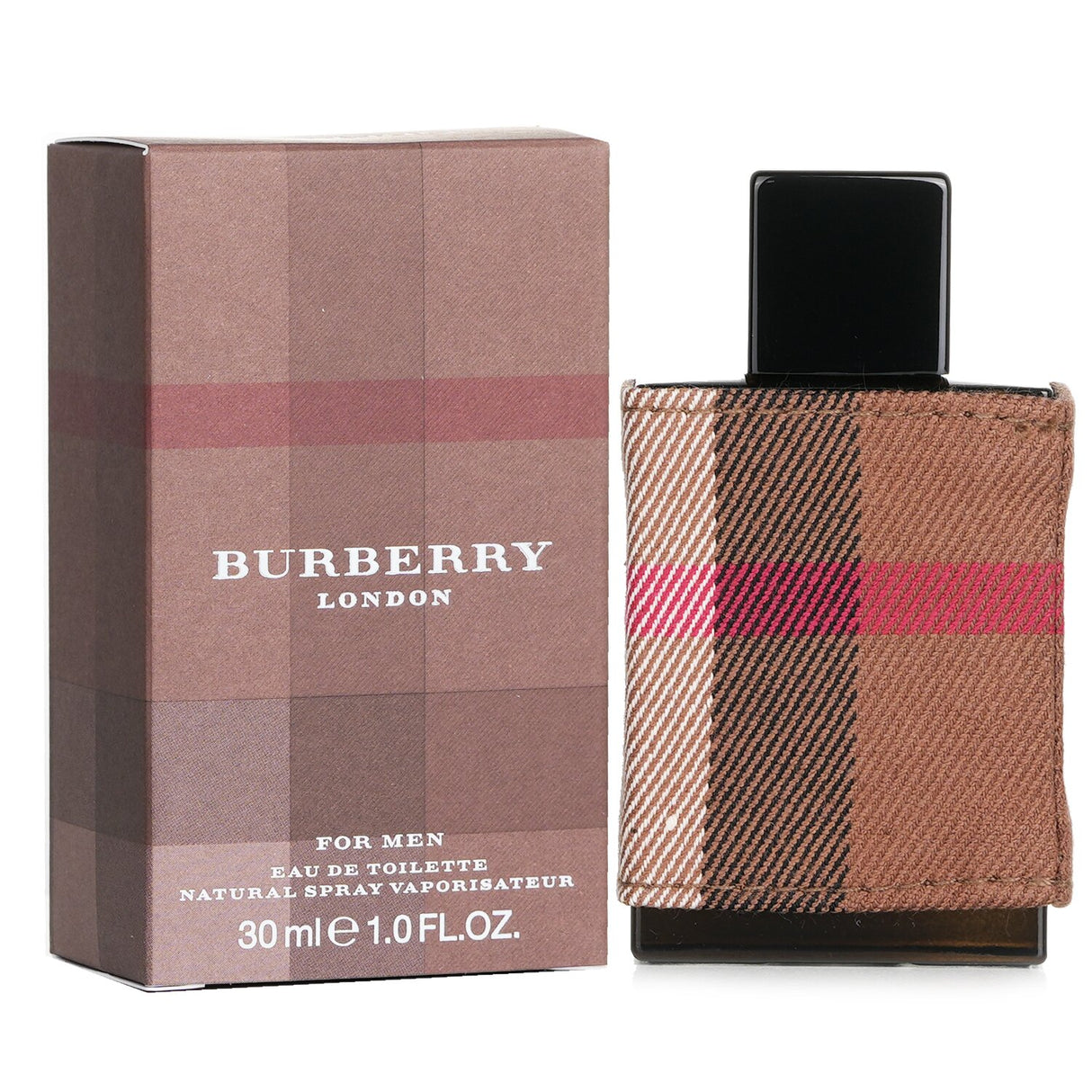 Burberry London Eau De Toilette Spray in a 30ml bottle, featuring a woody ambery scent with notes of bergamot, leather, and tobacco.