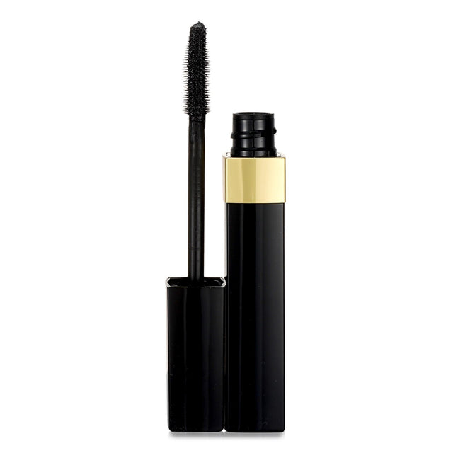 Waterproof multi-dimensional mascara by Chanel, #10 Noir, enhances lashes with volume, length, and curl while resisting humidity.