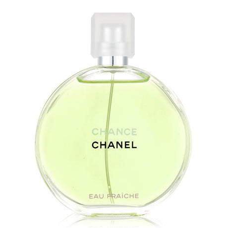 Chanel Chance Eau Fraiche 100ml Eau de Toilette in chic bottle, offering sweet floral scent with citrus and warm base notes.