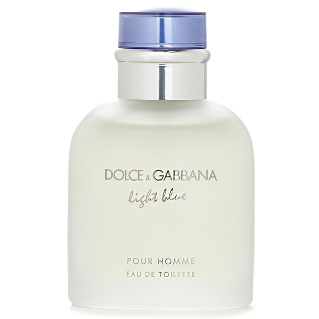 Dolce & Gabbana Homme Light Blue Eau De Toilette in 75ml, featuring refreshing citrus, aromatic woods, and sophisticated spice notes.