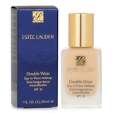 Estee Lauder Double Wear Foundation in No. 17 Bone, offering medium coverage, semi-matte finish, and SPF 10 for all skin types.