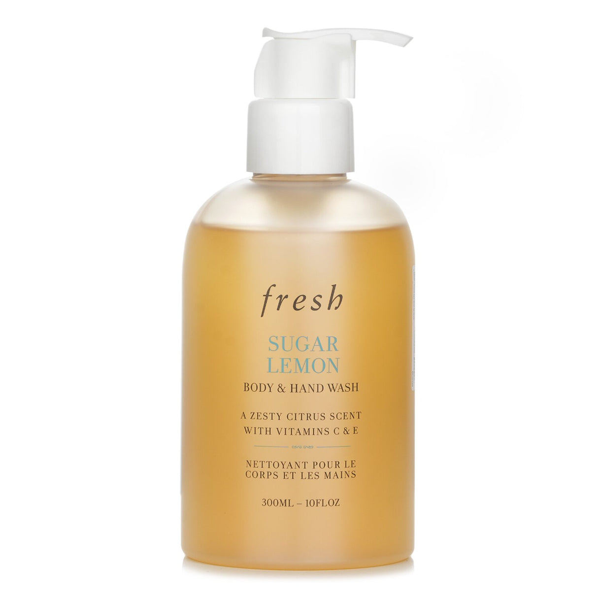 Fresh Sugar Lemon Bath & Shower Gel in 300ml, enriched with sugar cane and mango oil for cleansed, hydrated skin with citrus scent.