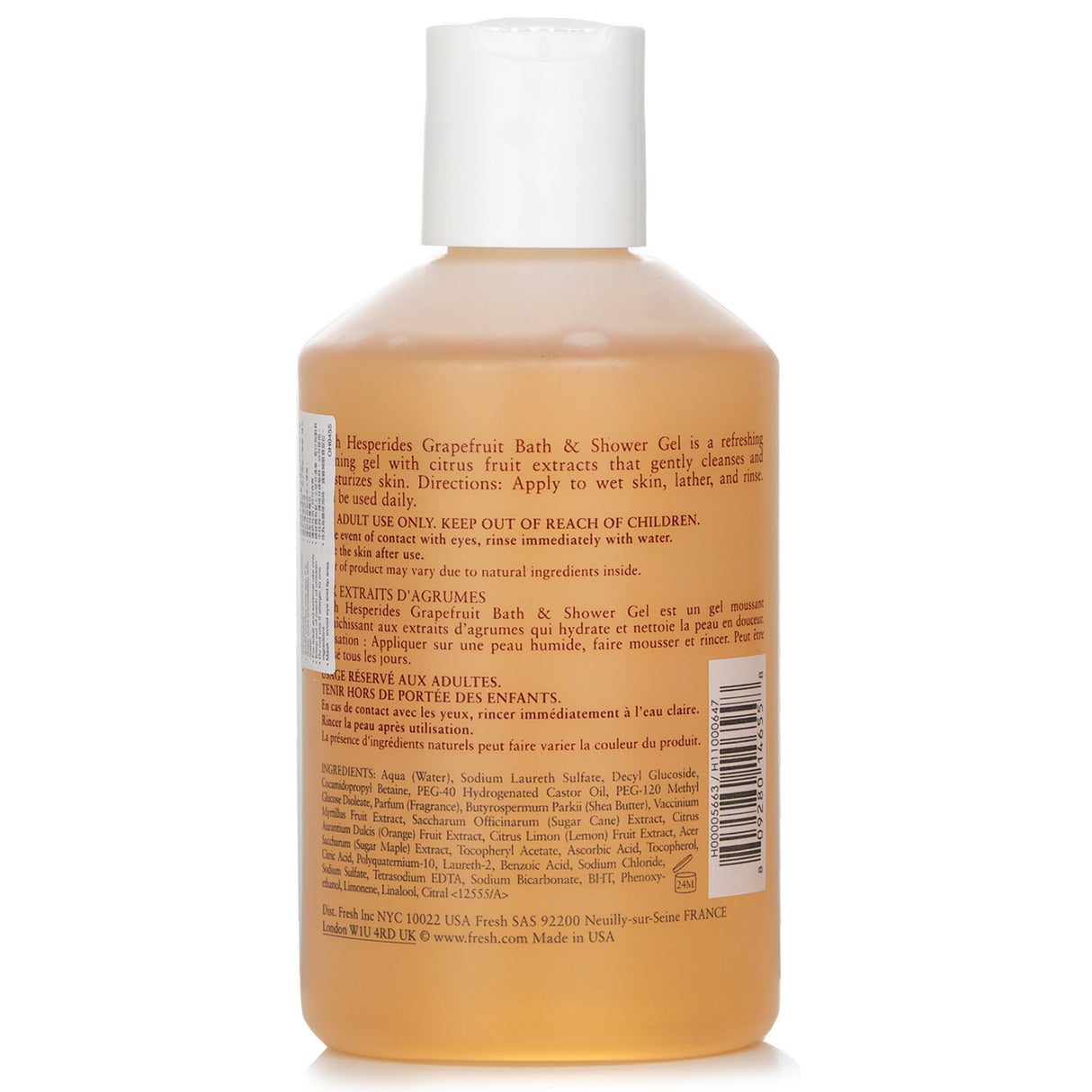 Invigorating grapefruit bath gel with Shea Butter, Vitamin C & E for refreshing, nourishing skin care.