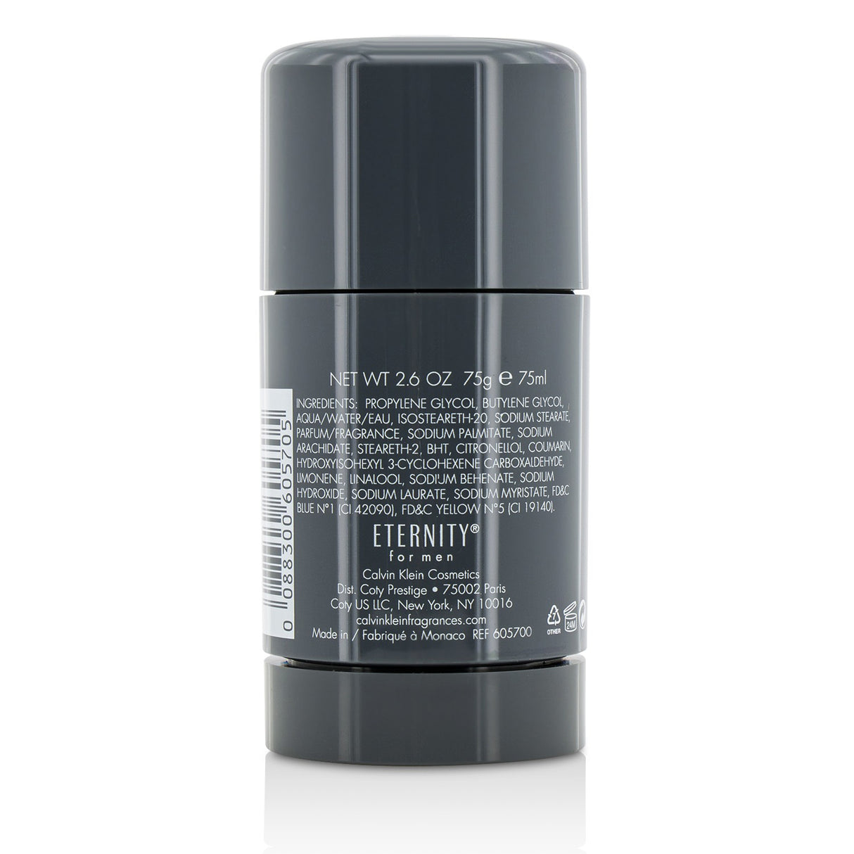 Calvin Klein Eternity Deodorant Stick, 75g, offers all-day odor protection with a sensuous fragrance for confident freshness.