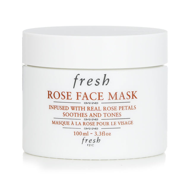Luxurious Fresh Rose Face Mask (100ml) hydrates and rejuvenates with rose floral water, cucumber, and aloe vera for all skin types.