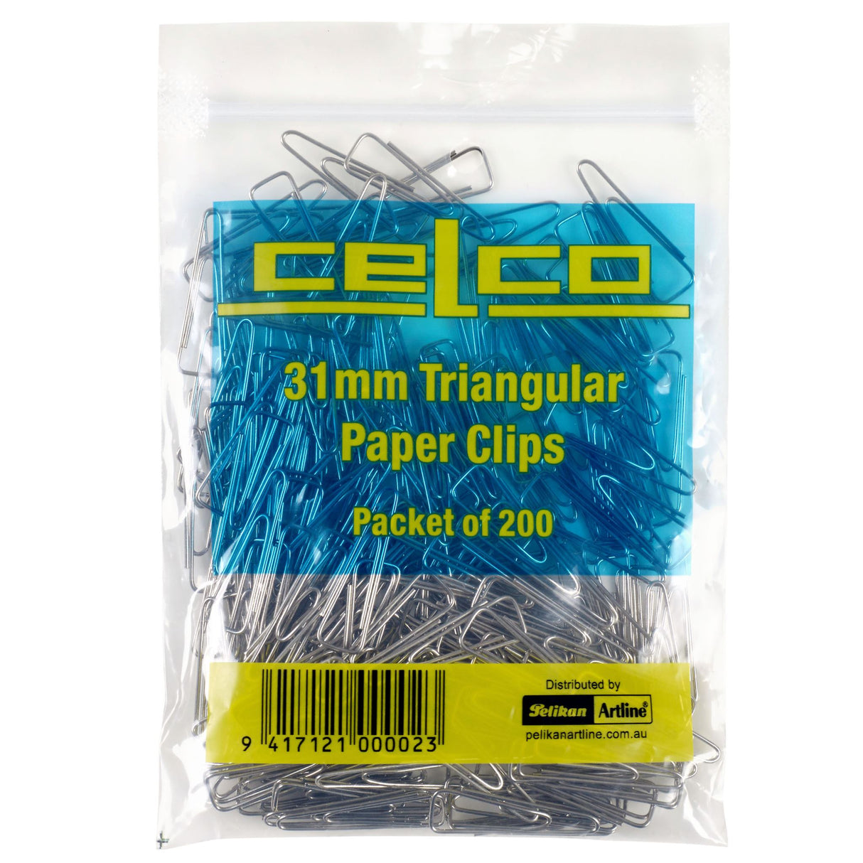 CELCO PAPER CLIP 31MM TRIANGLE PK200 - Pack of 10