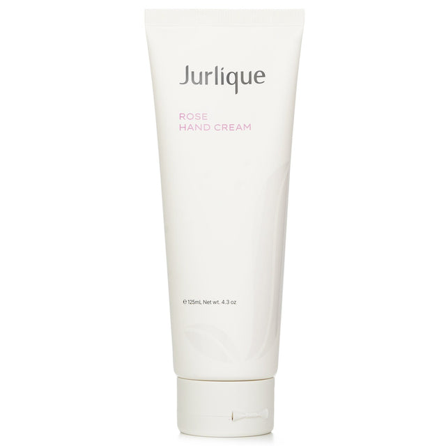 Luxurious Jurlique Rose Hand Cream in 125ml, rich and fragrant, hydrates and soothes dry hands with herbal antioxidants.
