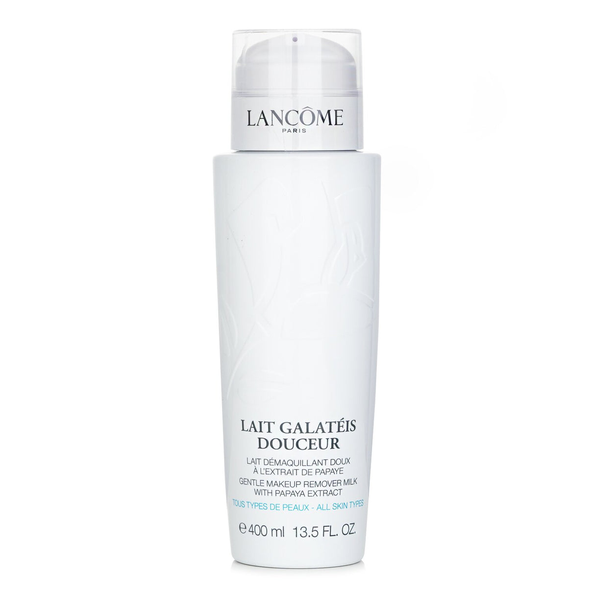 Ultra-light Lancome Galateis Douceur lotion (400ml) effortlessly removes makeup and impurities, leaving skin fresh and radiant.