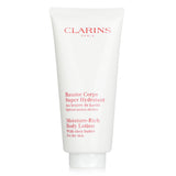 Clarins Moisture Rich Body Lotion with Shea Butter, 200ml, hydrates and nourishes dry skin with natural botanicals and antioxidants.