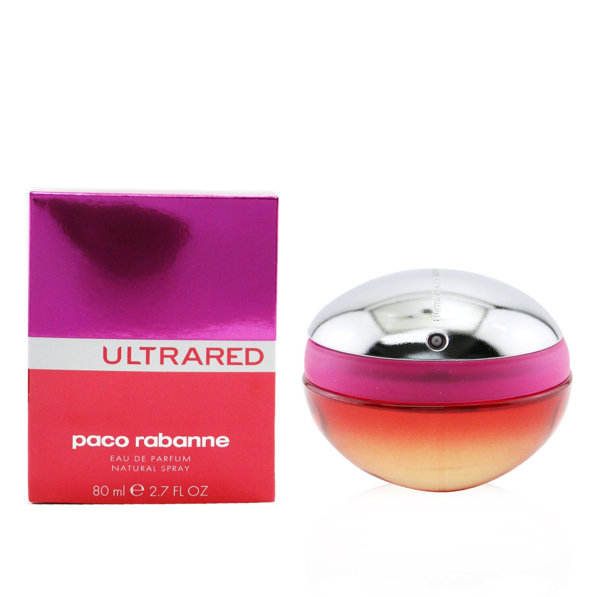 Paco Rabanne Ultrared Eau De Parfum in an 80ml bottle, featuring fruity-floral notes of red currant and vanilla.