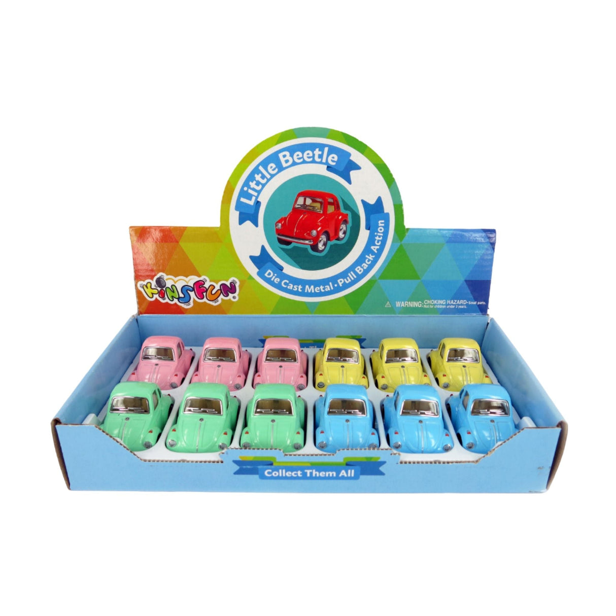VW Little Beetle Car Pastel Color Display - 12pcs