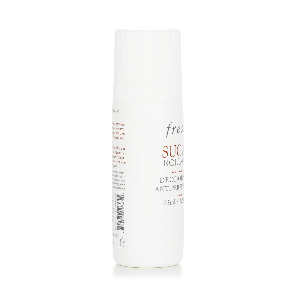 Fresh - Sugar Roll-On Deodorant in 75ml bottle, featuring natural ingredients for odor control and all-day freshness.