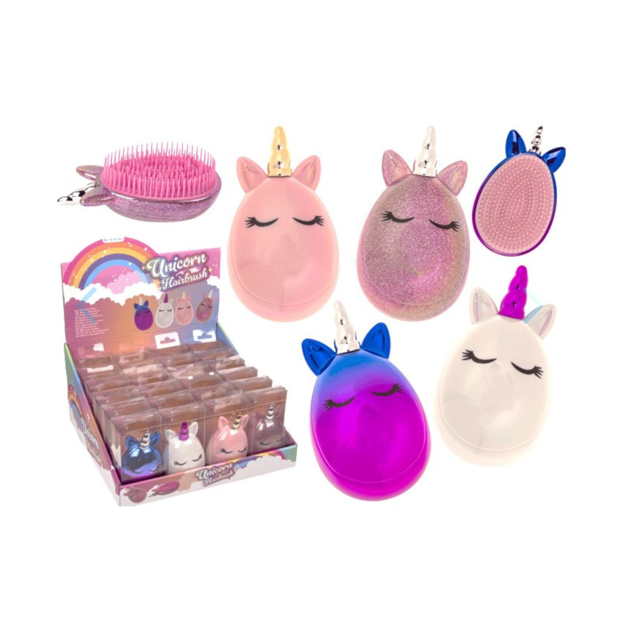 Unicorn Hair Brush Display - 24pcs
