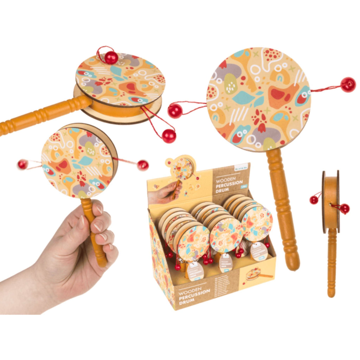 Wooden Percussion Drum Display - 12pcs