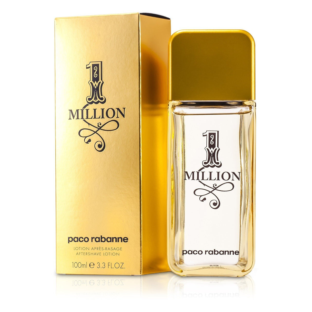 Paco Rabanne One Million After Shave Lotion in a 100ml bottle, offering refreshing hydration and a subtle, lasting scent.