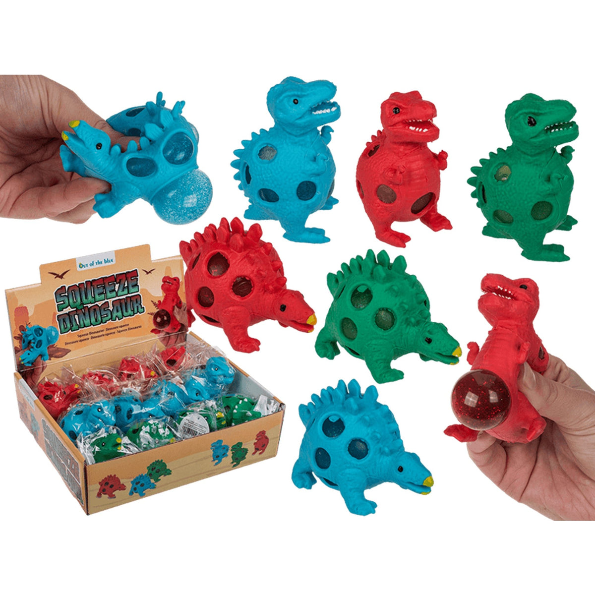 Squeeze Glitter Gel Dinosaur Toy Display 12pc