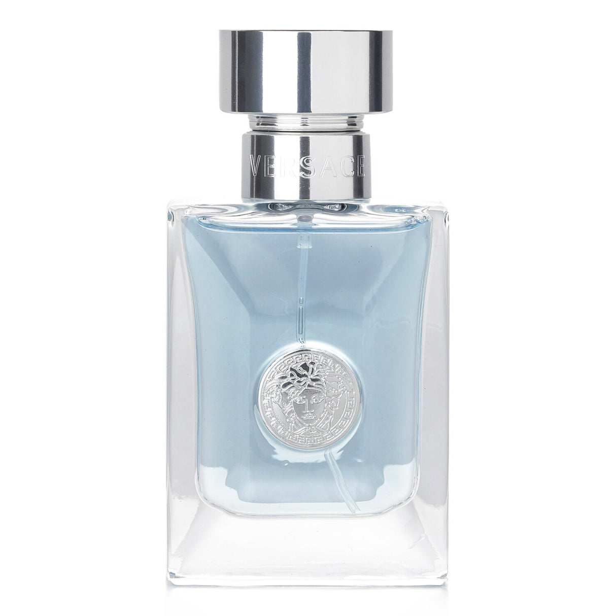 Versace Pour Homme Eau De Toilette Spray (30ml) offers a sophisticated woody and spicy scent for modern men, embodying elegance and confidence.