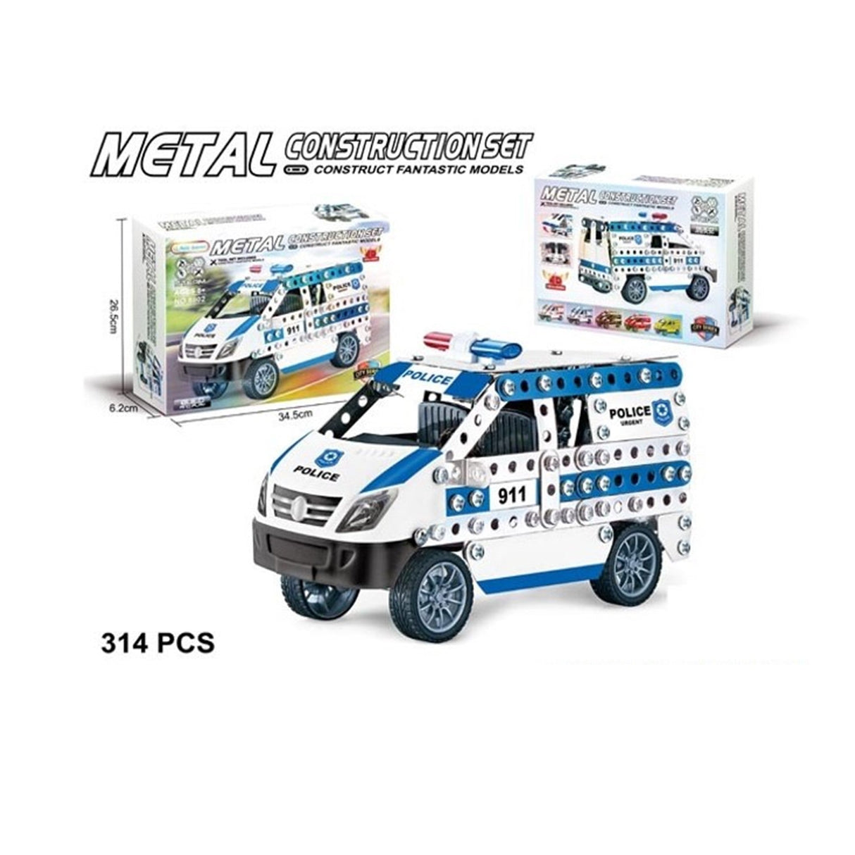 Metal Block 314pcs Assembly Racing Car - Police