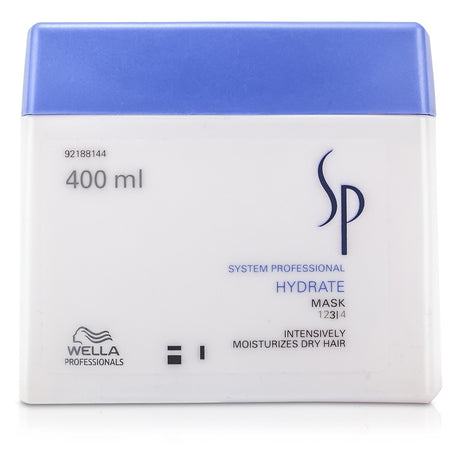 Wella SP Hydrate Mask, a 400ml nourishing treatment for dry hair, enriches with Glycerine for soft, shiny locks.