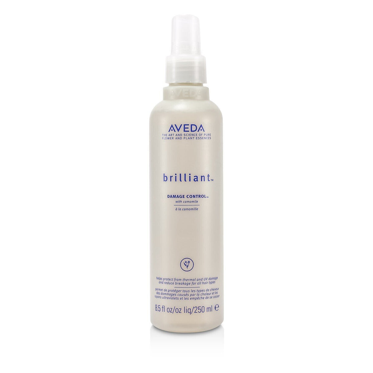 Aveda Brilliant Damage Control with Camomile for all hair types, protects against heat damage and reduces breakage.