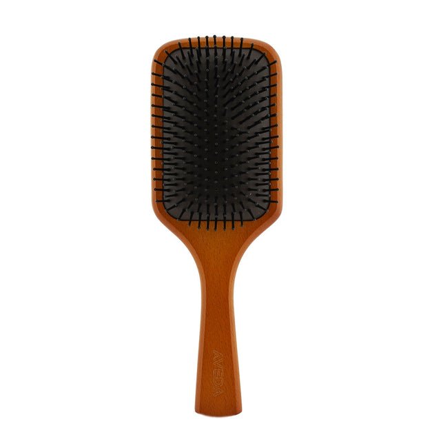 Aveda Wooden Paddle Brush for easy detangling and scalp massage, designed to promote healthy hair and reduce styling stress.