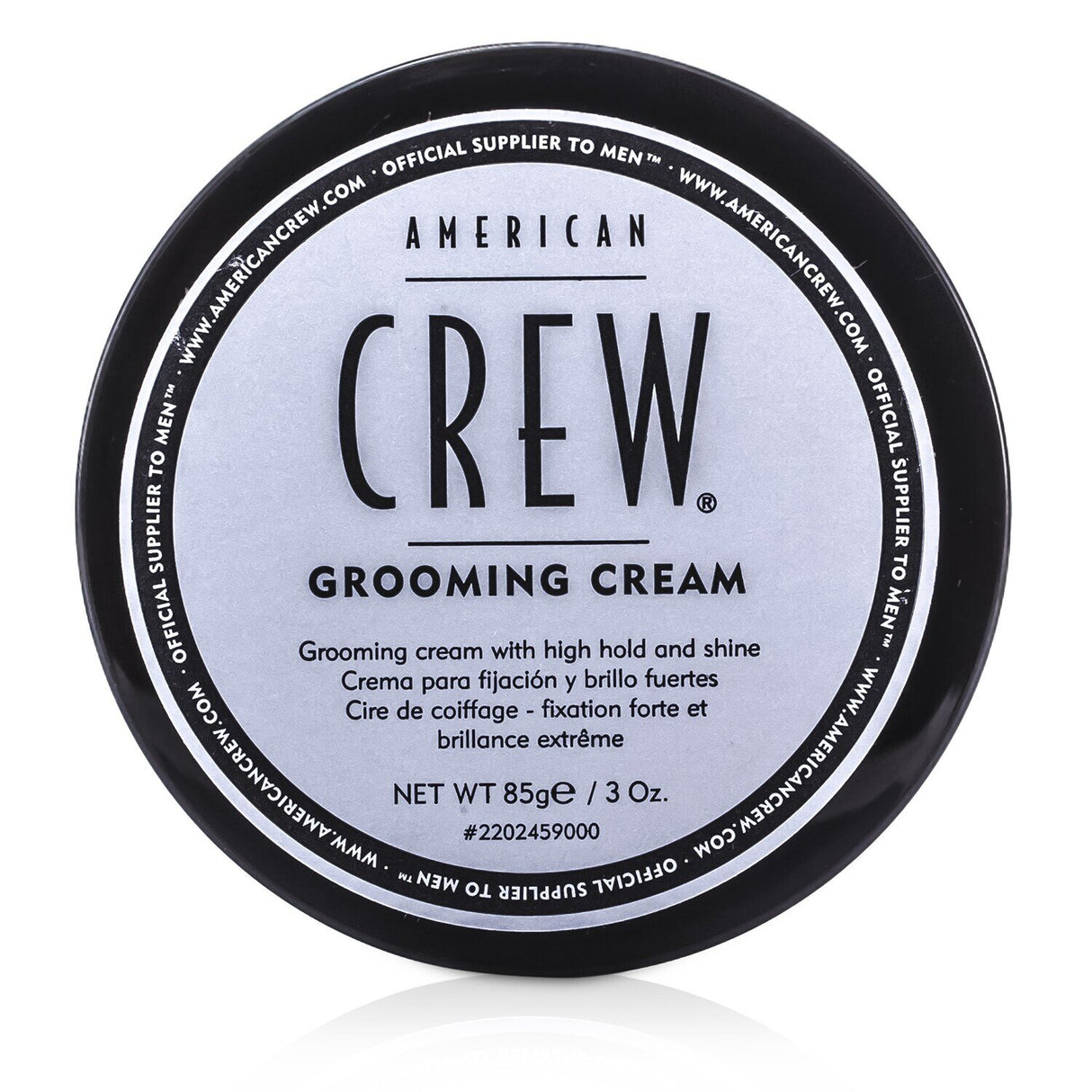 American Crew Men Grooming Cream 85g/3oz for sleek styles, moisture-repellent hold, and enhanced shine for all hair types.