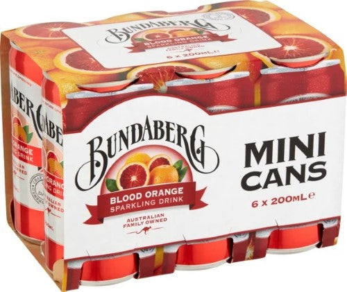 Bundaberg Blood Orange Sparkling Drink Mini Cans 6 x 200ml