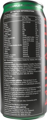 Musashi Zero Sugar Pineapple Flavour Energy Drink 12 x 500ml